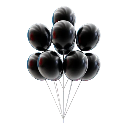 Bouquet de ballons noirs  3D Icon