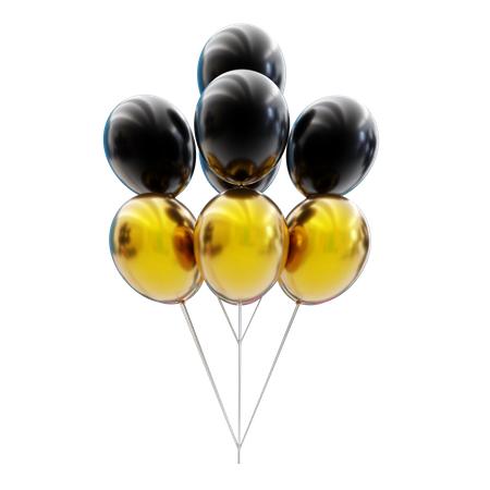 Bouquet de ballons noirs et dorés  3D Icon