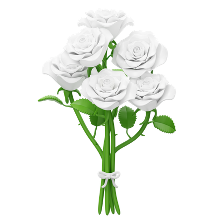 Bouquet de roses blanches  3D Icon