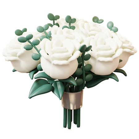 Bouquet de roses blanches  3D Icon