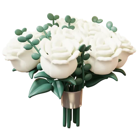 Bouquet de roses blanches  3D Icon