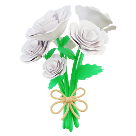 Bouquet de roses blanches  3D Icon