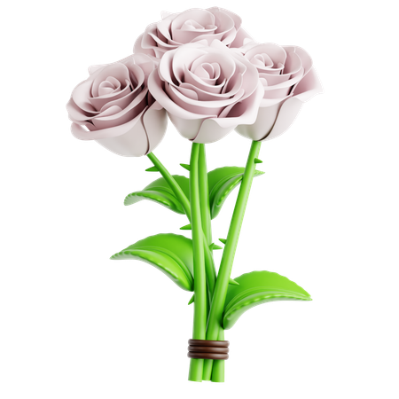 Bouquet de fleurs de roses blanches  3D Icon