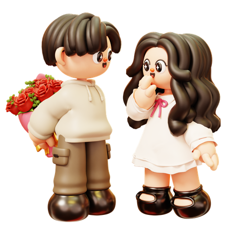 Bouquet de roses surprise pour petit ami à sa petite amie  3D Icon