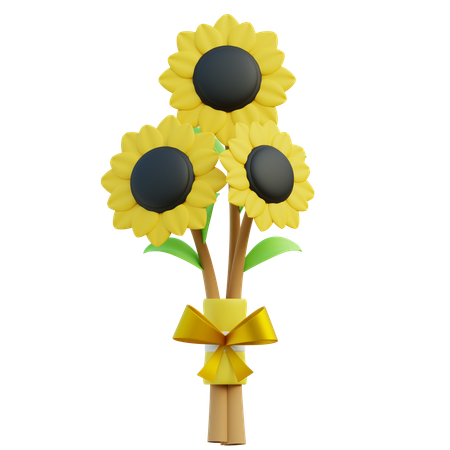 Bouquet de tournesols jaunes  3D Icon