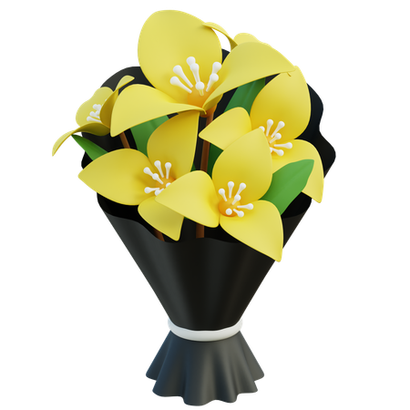 Bouquet Of Yellow Daffodils  3D Icon