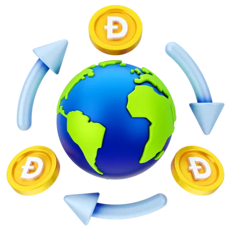 Bourse mondiale de Dogecoin  3D Icon