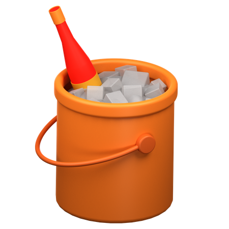 Bouteille dans un seau à glace  3D Icon