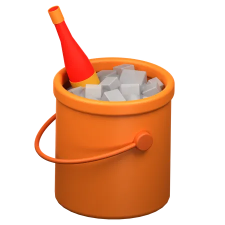 Bouteille dans un seau à glace  3D Icon