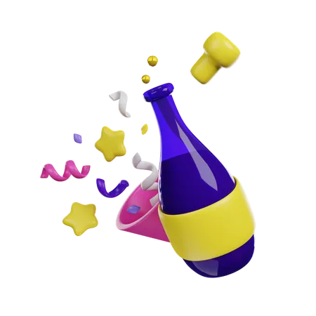 Bouteille de champagne  3D Icon