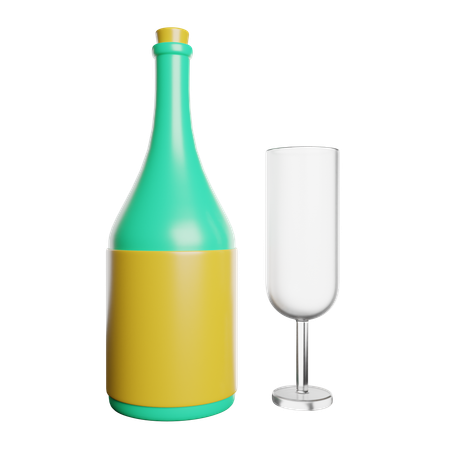 Une bouteille de champagne  3D Icon