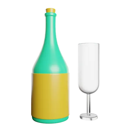 Une bouteille de champagne  3D Icon