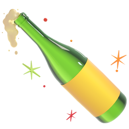 Une bouteille de champagne  3D Illustration
