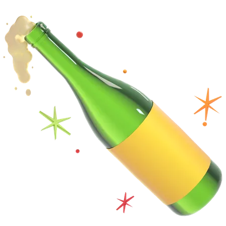 Une bouteille de champagne  3D Illustration