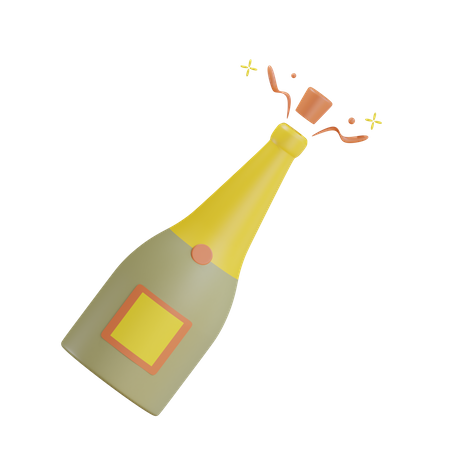 Une bouteille de champagne  3D Icon