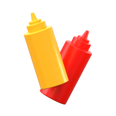 Bouteille de sauce et de ketchup  3D Icon