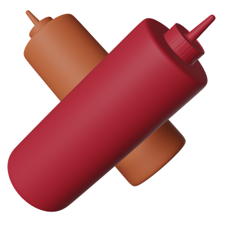 Bouteille de sauce et de ketchup  3D Icon