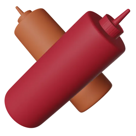 Bouteille de sauce et de ketchup  3D Icon