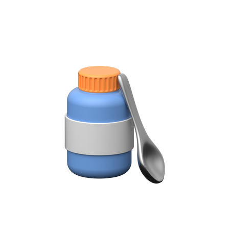 Bouteille de sirop avec une cuillère  3D Icon