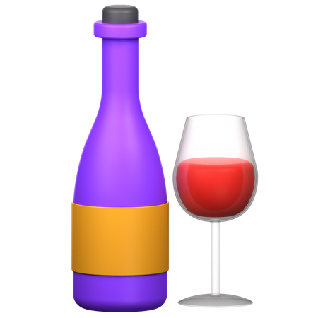 Bouteille de vin et verre  3D Icon