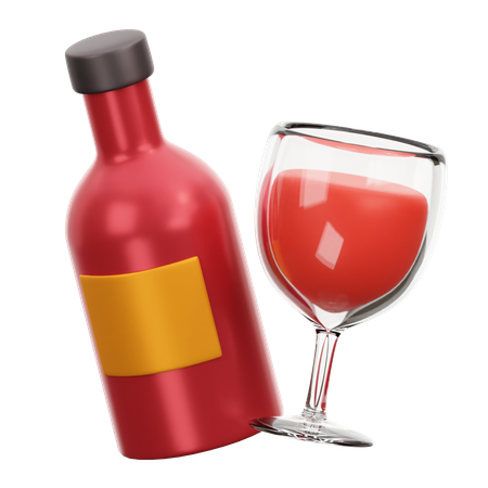 Bouteille de vin et verre  3D Icon