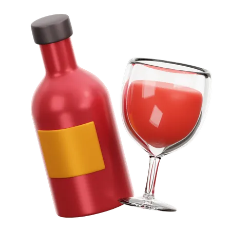 Bouteille de vin et verre  3D Icon