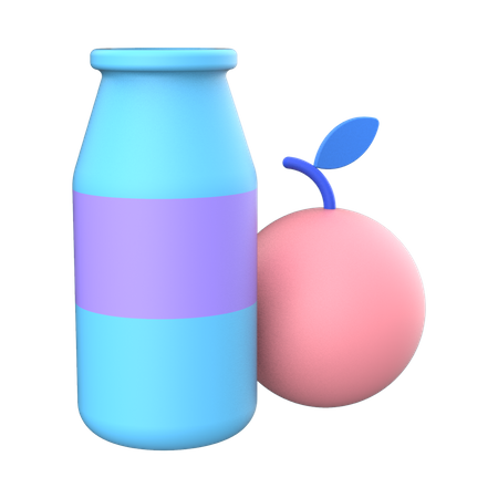 Bouteille et fruit  3D Illustration