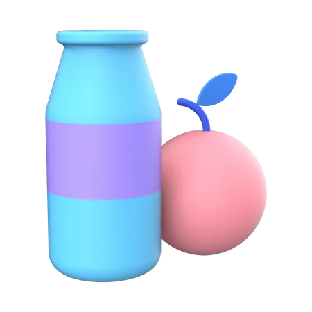 Bouteille et fruit  3D Illustration