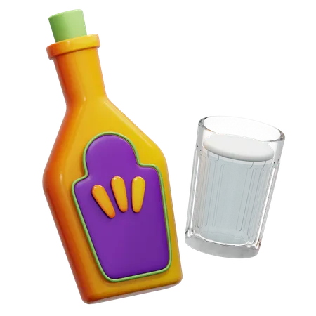 Bouteille et verre de tequila  3D Icon