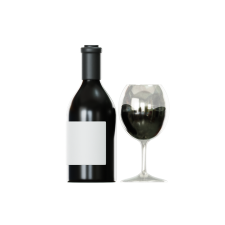 Bouteille de vin et verre  3D Icon