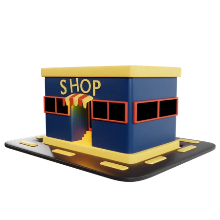 Modèle de magasin miniature mignon  3D Illustration