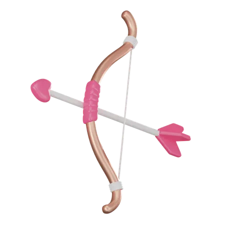Cupids Bow Arrow And Heart Perfect For Romantic Themes Valentines Day Projects And Heartfelt Expressions 3 D Render Illustration 3D Icon