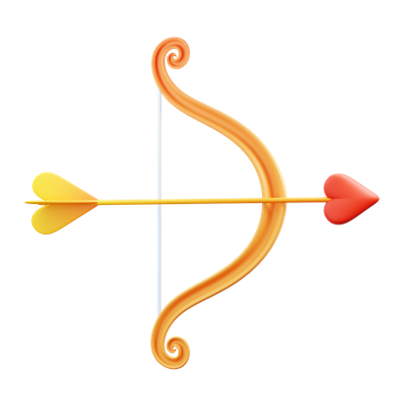 Bow And Love Arrow  3D Illustration