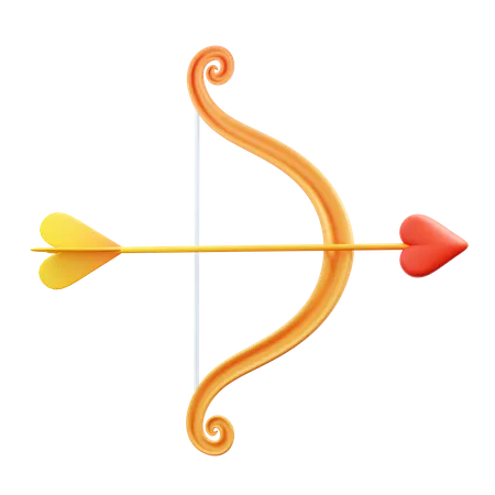 Bow And Love Arrow  3D Illustration