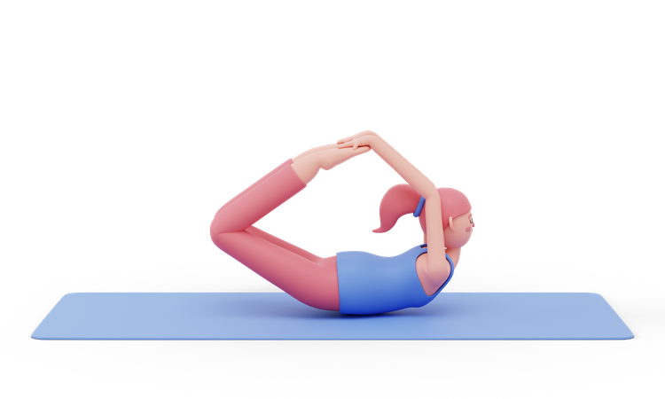 Bow Yoga Pose  3D Illustration