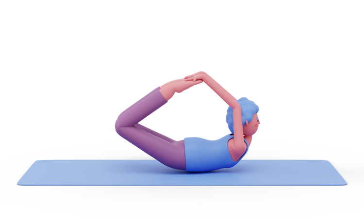 Bow Yoga Pose  3D Illustration