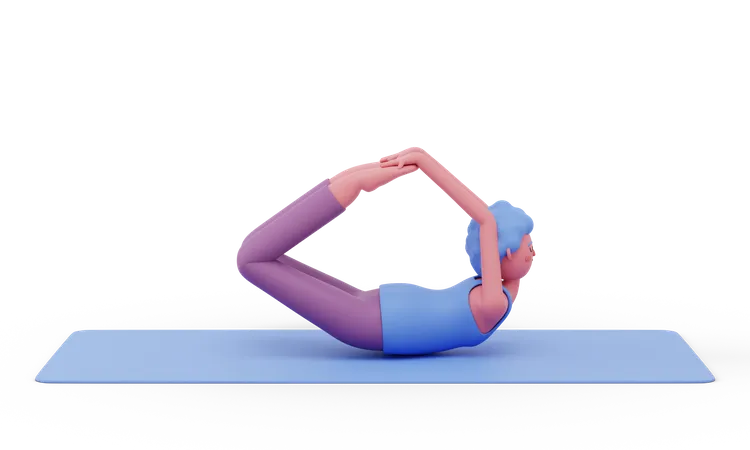 Bow Yoga Pose  3D Illustration