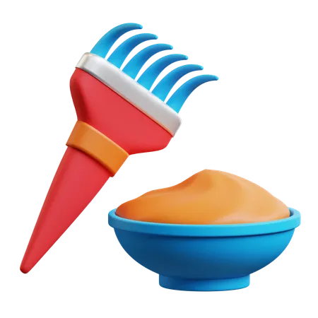 Bowl and Brush  3D Icon