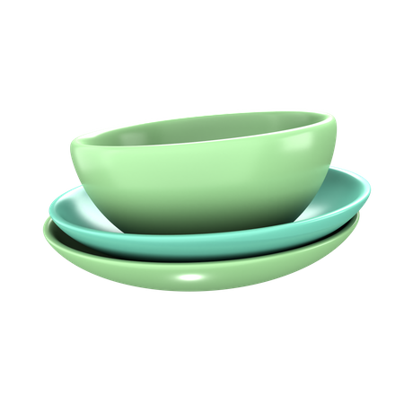 Bowl And Dish  3D Icon