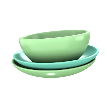 Bowl And Dish  3D Icon