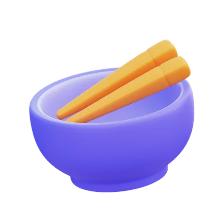 Bowl With Chopsticks  3D Icon