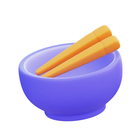 Bowl With Chopsticks 3D Icon