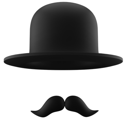 Bowler Hat and Moustache  3D Icon