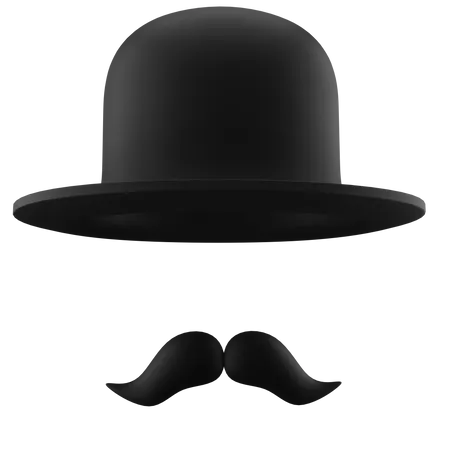 Bowler Hat and Moustache  3D Icon