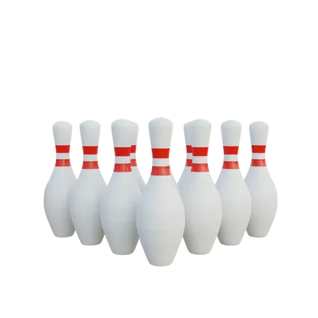 Row Of Bowling Pins 3D Icon