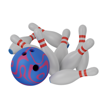 Bowling pins falling  3D Icon