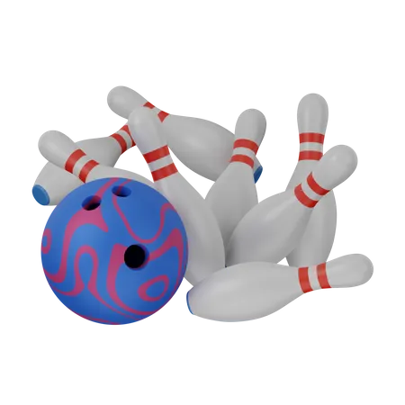 Bowling pins falling  3D Icon