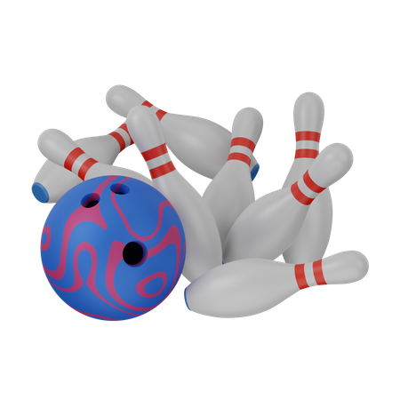 Bowling pins falling  3D Icon