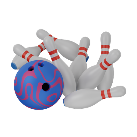 Bowling pins falling 3D Icon
