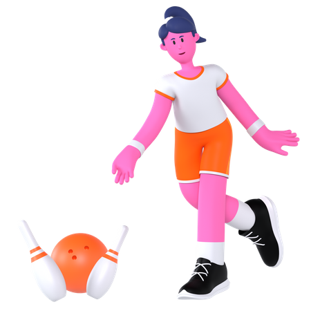 Bowling Player  3D Illustration